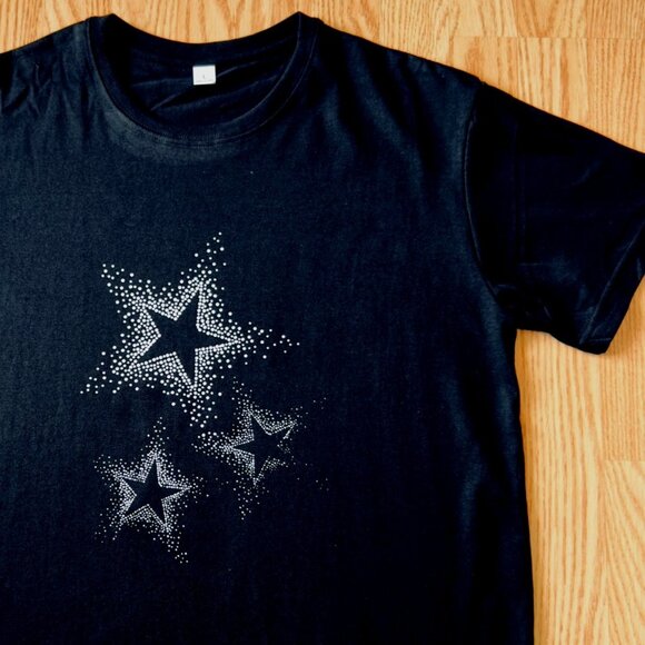 Theater Star Graphic T Shirt Size L Black Cotton Short Sleeve Top Glam - Picture 3 of 10